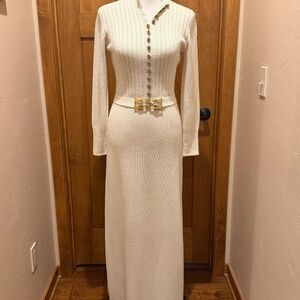 Rare Vintage St. John Full Length White Cream Dress